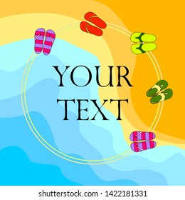 Vector set with cute and colorful summer slippers. Beach vacation. Vector background.
