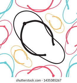 Vector set with cute and colorful summer flip flops for beach holiday designs
