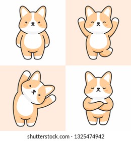 Vector set of cute corgi characters