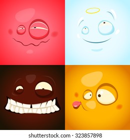 Vector set with cute different emotions