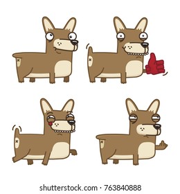 Vector set of cute dog breed welsh corgi. Design illustrations for phone case, poster, t-shirt and pins