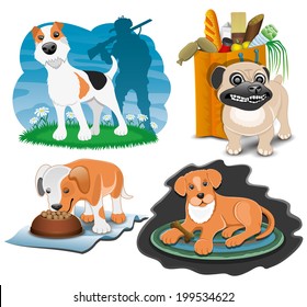 Vector set. Cute dogs.