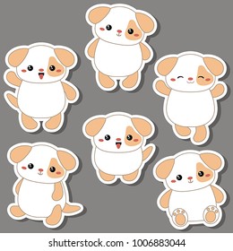 Vector set of cute dogs on white background. Dogs made in cartoon style.
