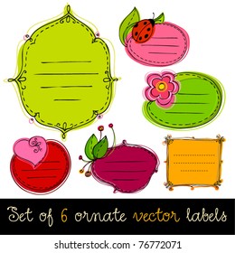 Vector Set Cute Doodle Labels Stock Vector (Royalty Free) 76772071 ...