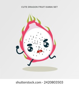
vector set of cute dragon fruit characters