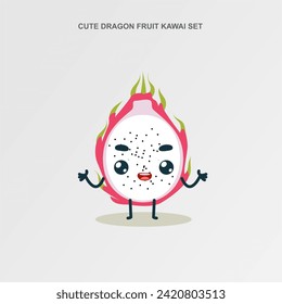 
vector set of cute dragon fruit characters