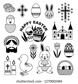 Vector set of cute Easter icons