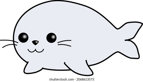  Vector set of cute elephant seal  in white color.  