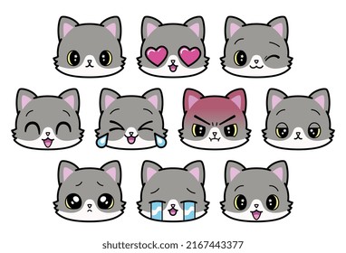 Vector Set Cute Emoji Cats