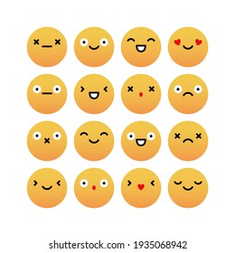 Vector Set Of Cute Emoticons.