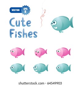 Vector set with cute fishes