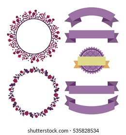 vector set of cute floral design elements