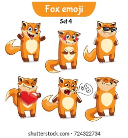 Vector set of cute fox characters. Set 4