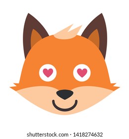 Vector set of cute  fox in different emotions. Isolated illustrations on the white background. Emoji Vector