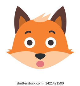 Vector set of cute  fox in different emotions. Isolated illustrations on the white background. Emoji Vector