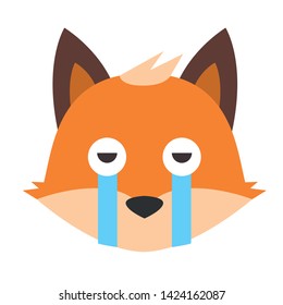 Vector set of cute  fox in different emotions. Isolated illustrations on the white background. Emoji Vector