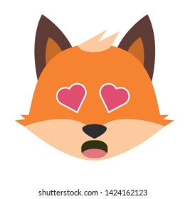 Vector set of cute  fox in different emotions. Isolated illustrations on the white background. Emoji Vector