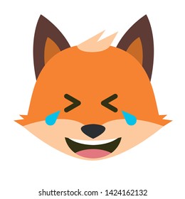 Vector set of cute  fox in different emotions. Isolated illustrations on the white background. Emoji Vector