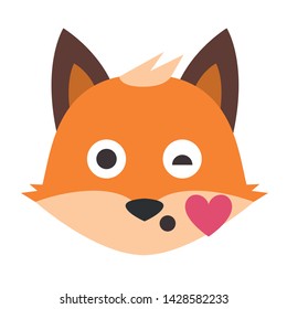 Vector set of cute  fox in different emotions. Isolated illustrations on the white background. Emoji Vector