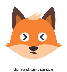 Vector set of cute  fox in different emotions. Isolated illustrations on the white background. Emoji Vector