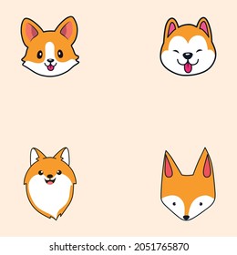 Vektorset für süße Fox-Illustration
