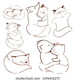 Vector set of cute foxes. For t shirt, poster, print, card, banner isolated design element. Scandinavian style