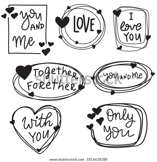 Vector Set Cute Frame Doodles Hearts Stock Vector (Royalty Free ...