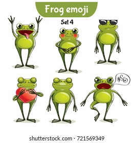 Vector set of cute frog characters. Set 4