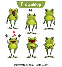 Vector set of cute frog characters. Set 1