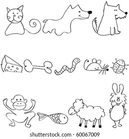 Vector set of cute and funny animals