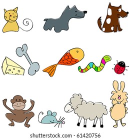 Vector set of cute and funny animals
