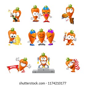 vector set of cute funny carrot