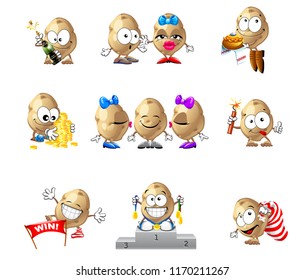 vector set of cute funny potato smiles