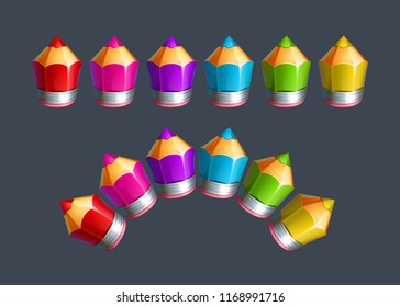 vector set of cute funny thick color pencils 