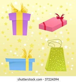 Vector set of cute gift boxes