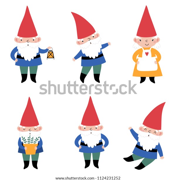 Vector Set Cute Gnomes Stock Vector (Royalty Free) 1124231252