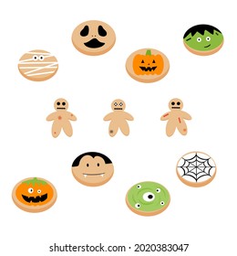 Vector set of cute halloween party cookies. 