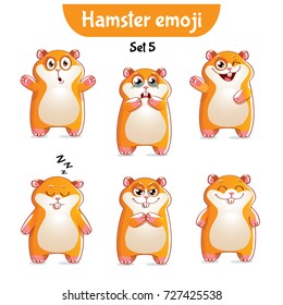 Vector set of cute hamster characters. Set 5