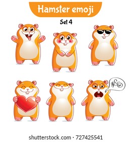 Vector set of cute hamster characters. Set 4