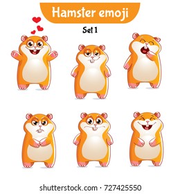 Vector set of cute hamster characters. Set 1