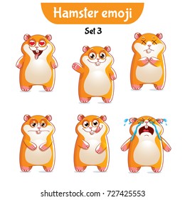 Vector set of cute hamster characters. Set 3