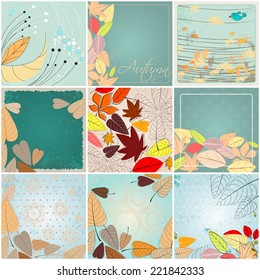 Vector set of cute hand drawn style retro autumn illustrations