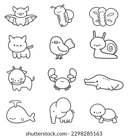 vector set of cute hand drawn animals