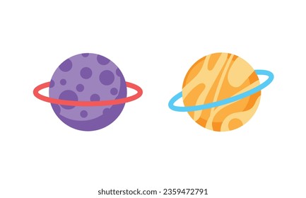 Vector set of cute hand drawn planets.