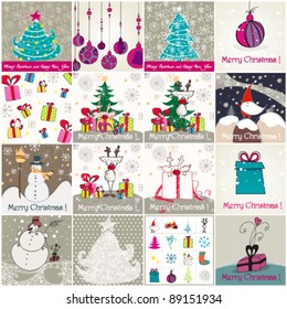 Vector set of cute hand drawn style Christmas illustrations