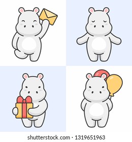 Vector set of cute hippo characters