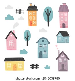 vector set of cute houses in Amsterdam style