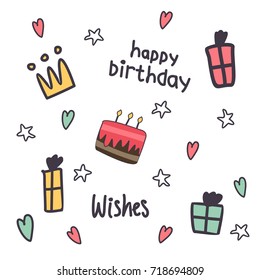 Vector set of cute items for the Birthday.
