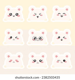 El conjunto vectorial de kawaii lindo tiene la cara emoticono emoji.