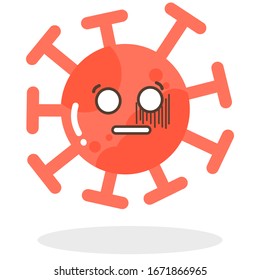 Vektorillustration Set von Cartoon roten Emoticons Gesicht covid-19, Emoji weinende Angst Gesicht des Corona-Virus, Corona-Virus-Cartoon-Figuren - Staub schwimmen einzeln auf weißem Hintergrund 